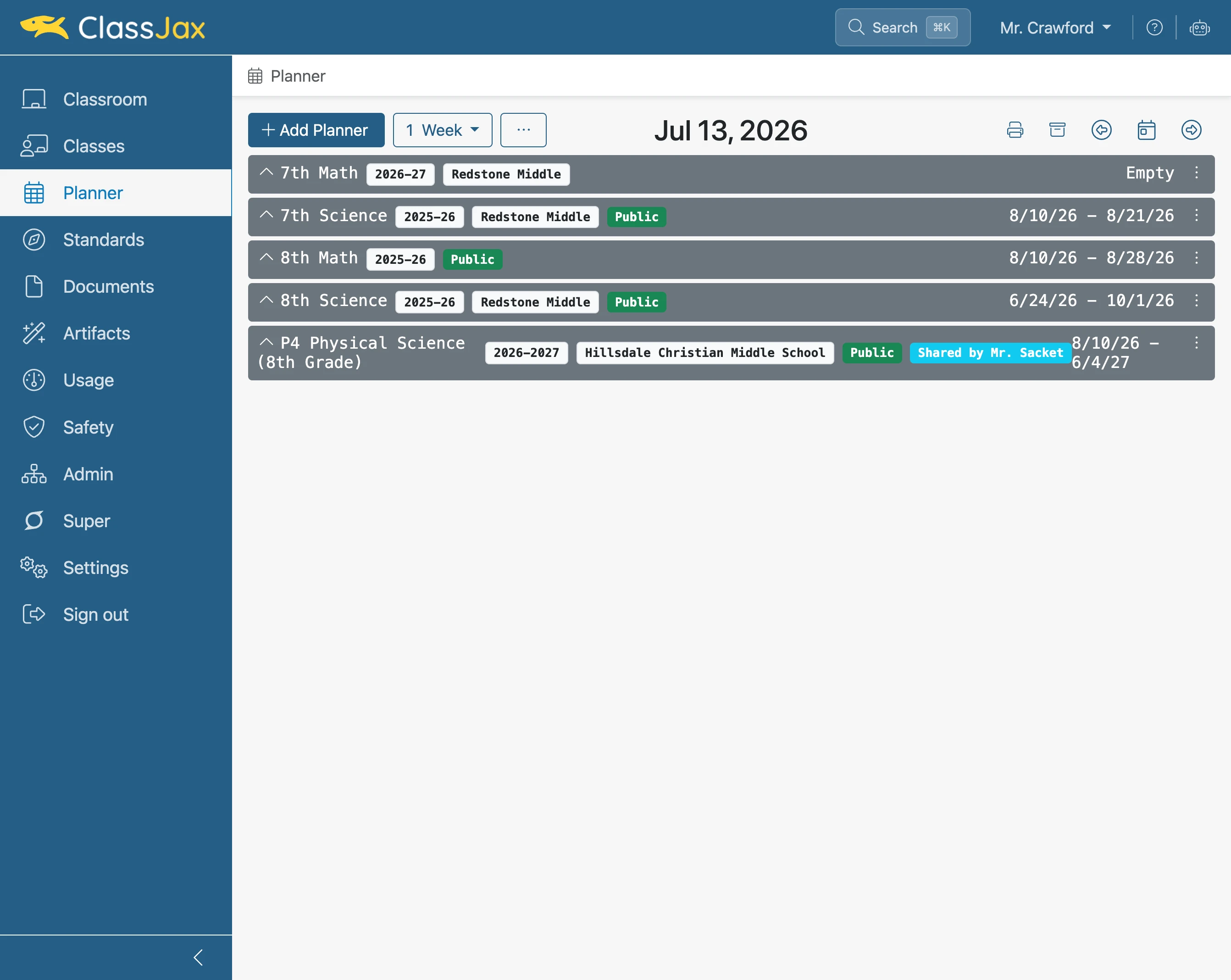 Click 'Add Planner'