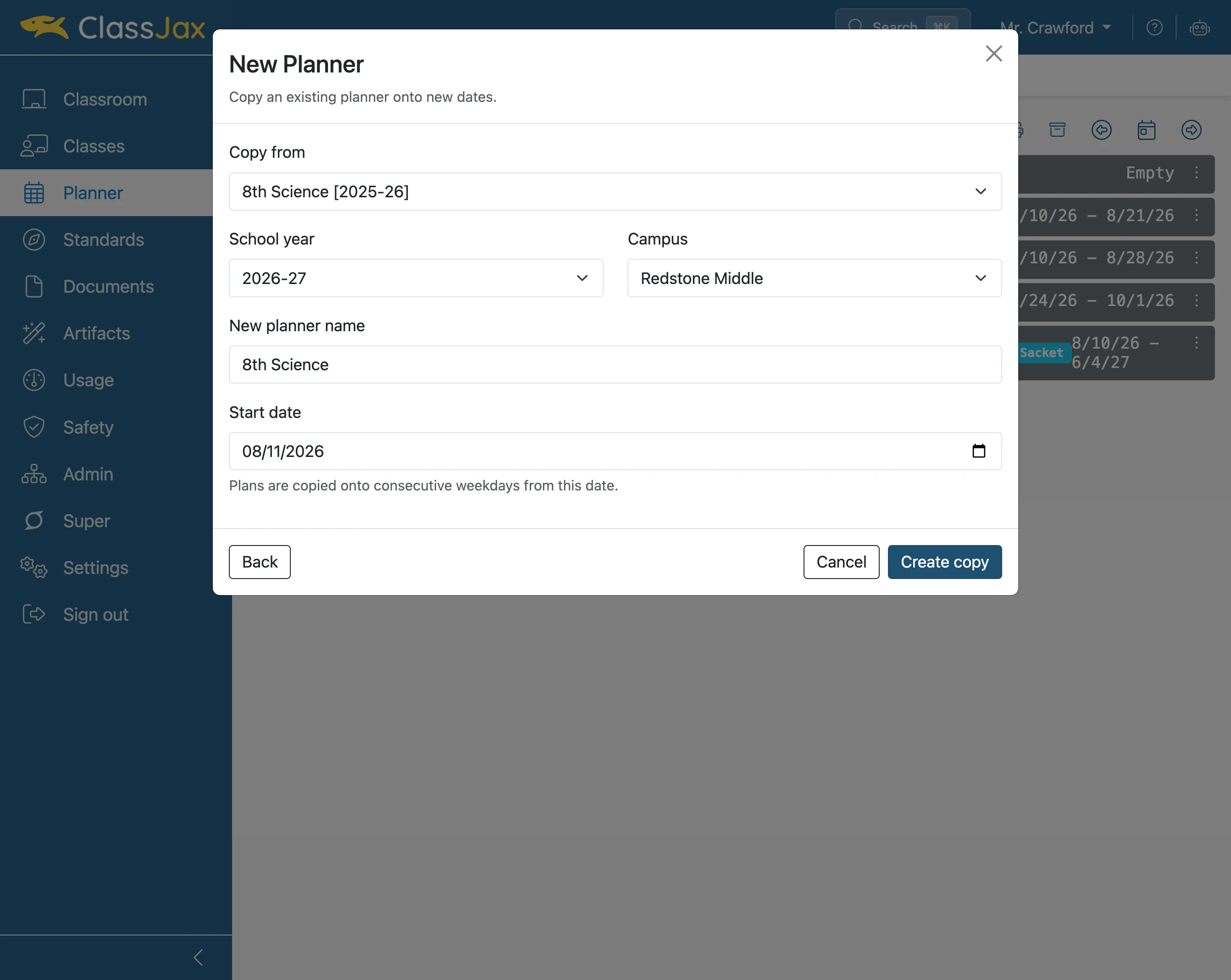 Click 'Create copy'