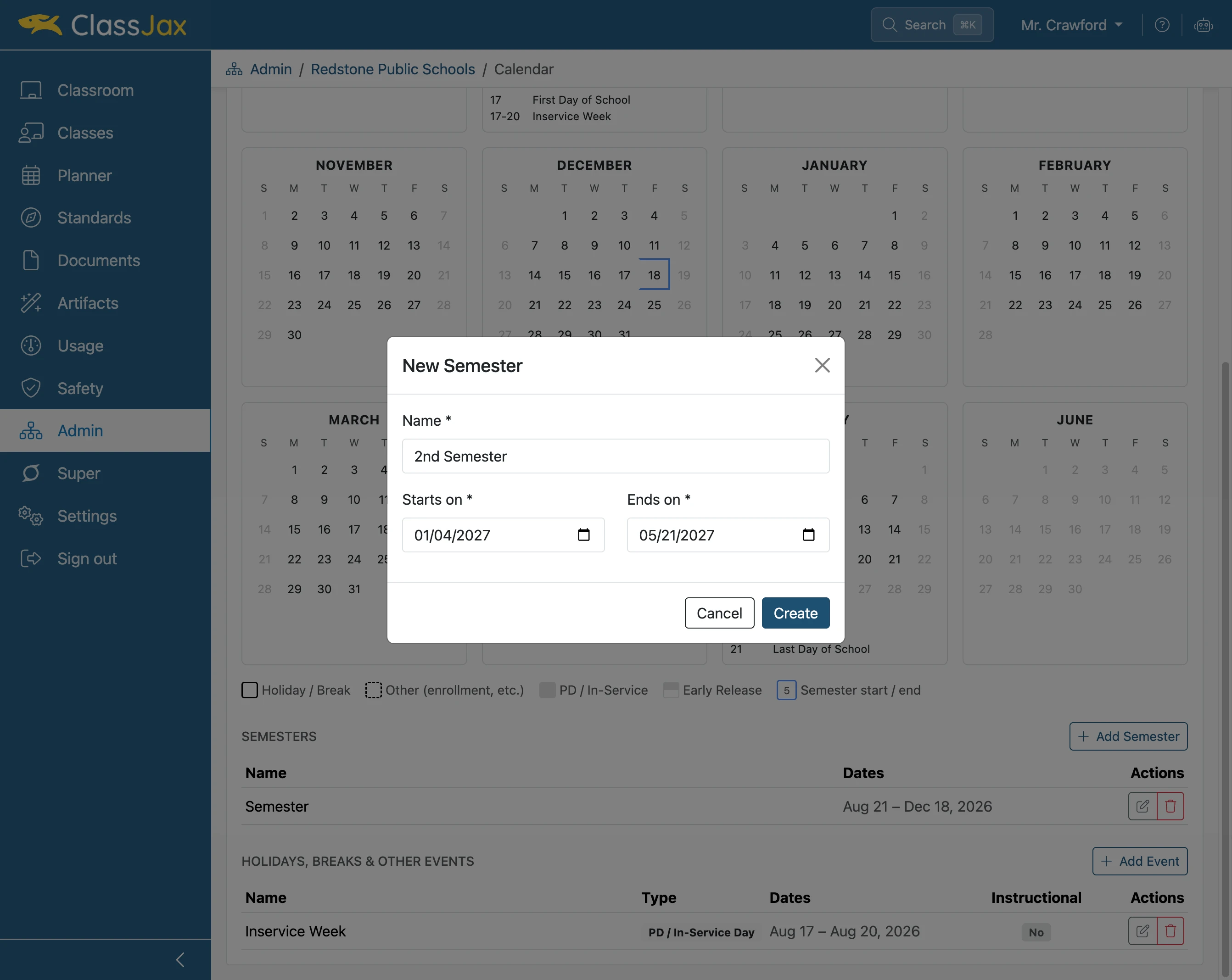 Set the 'Event' options and click *Create*