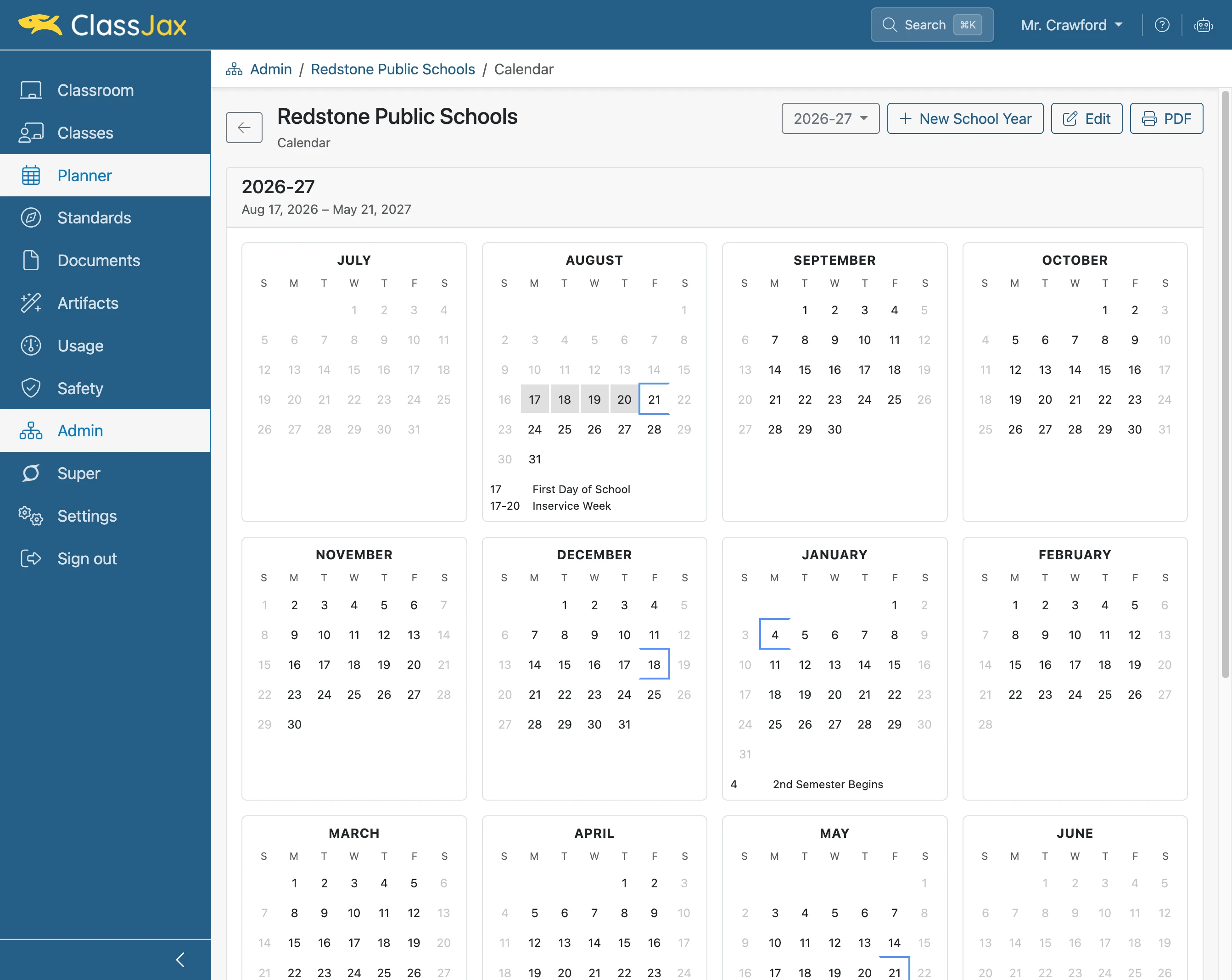 Create a School Calendar.