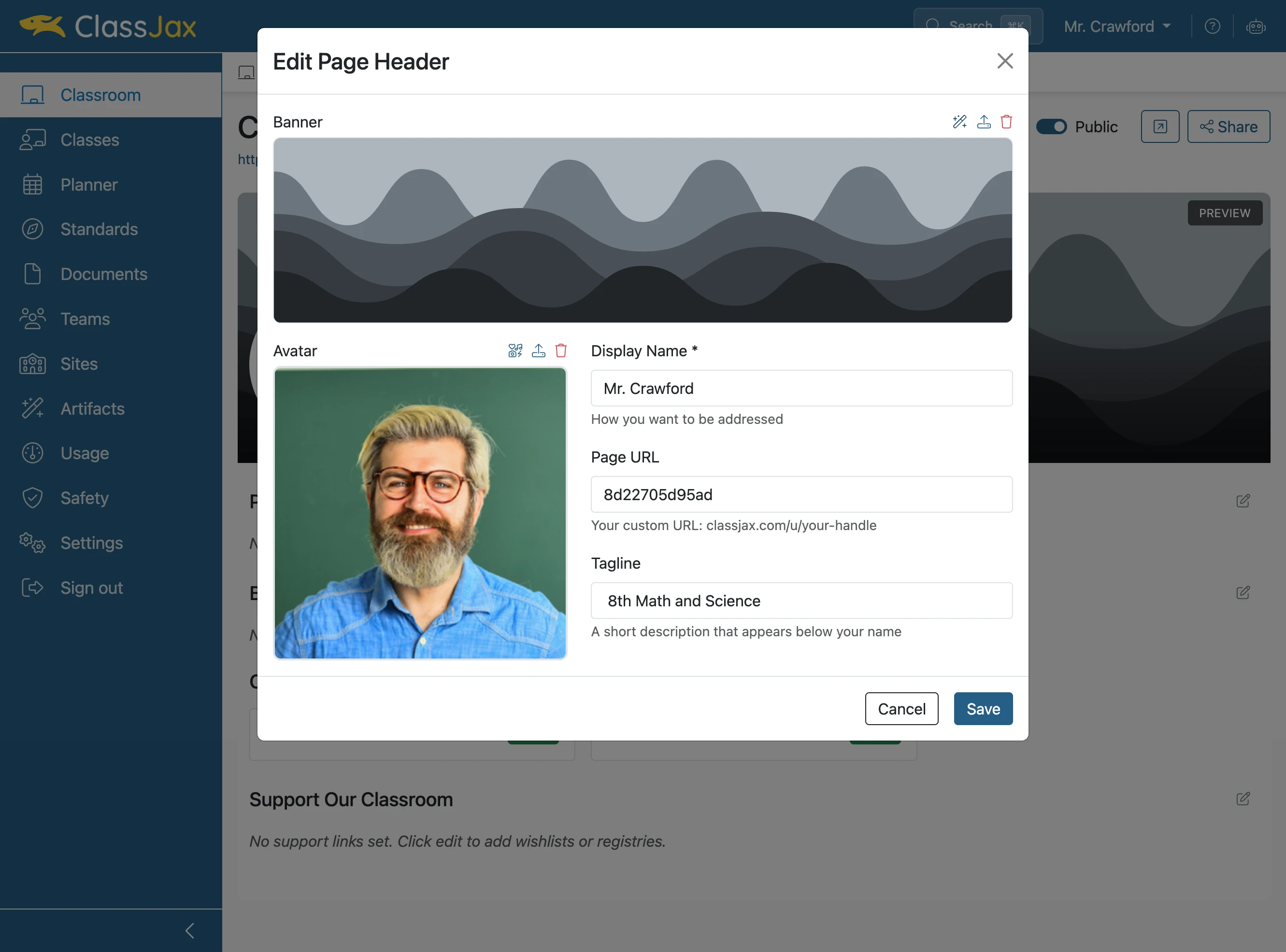 Click 'Generate banner' to create a background