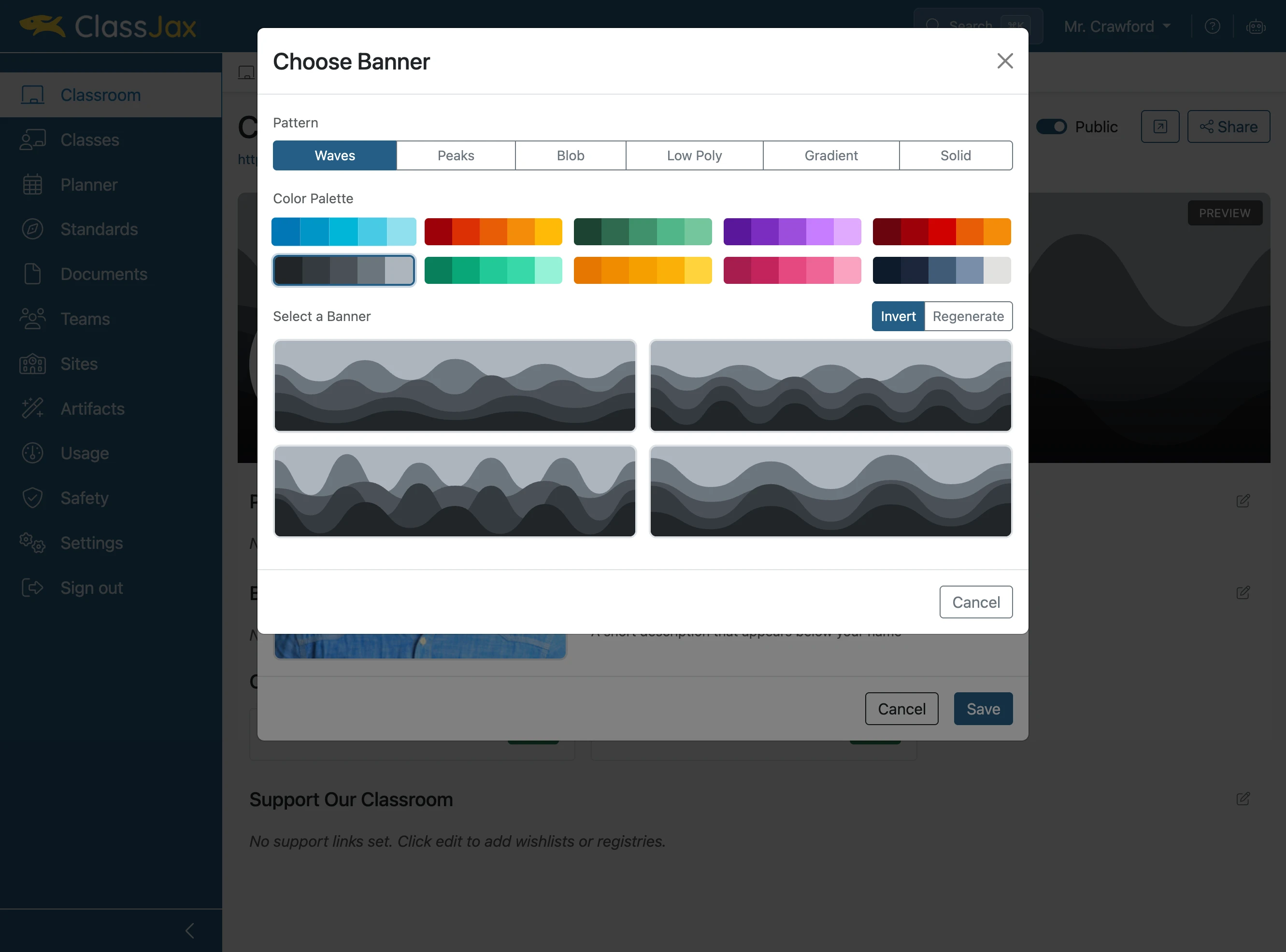 Click your favorite color palette