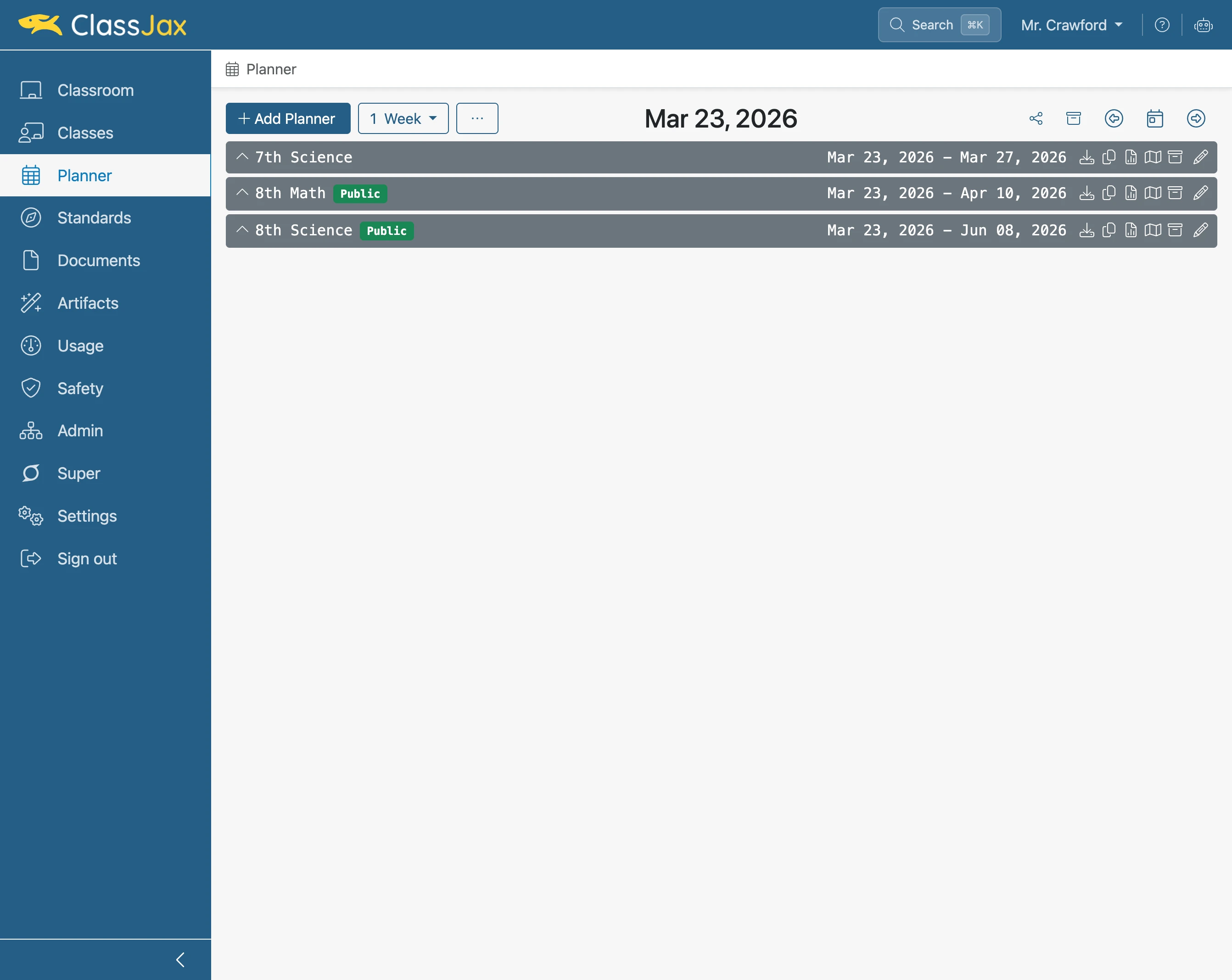 Click 'Add Planner'