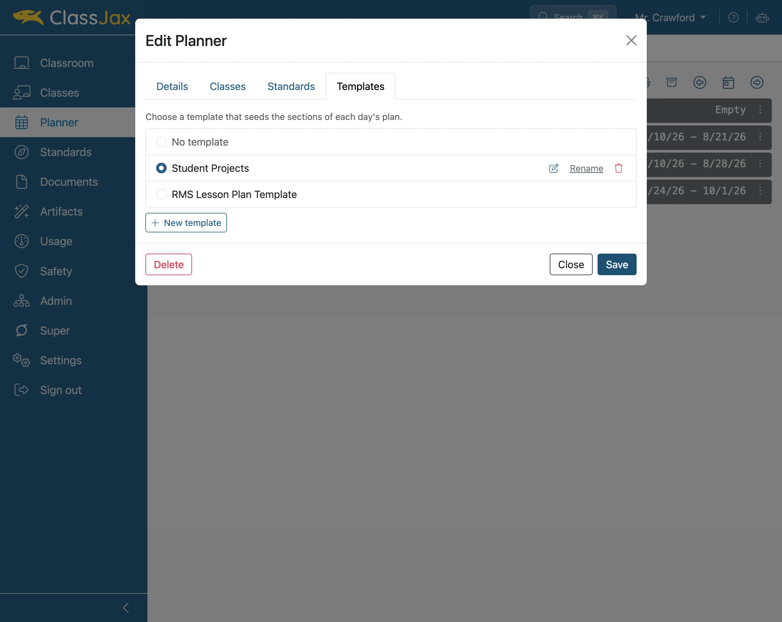 Create a Lesson Plan Template.