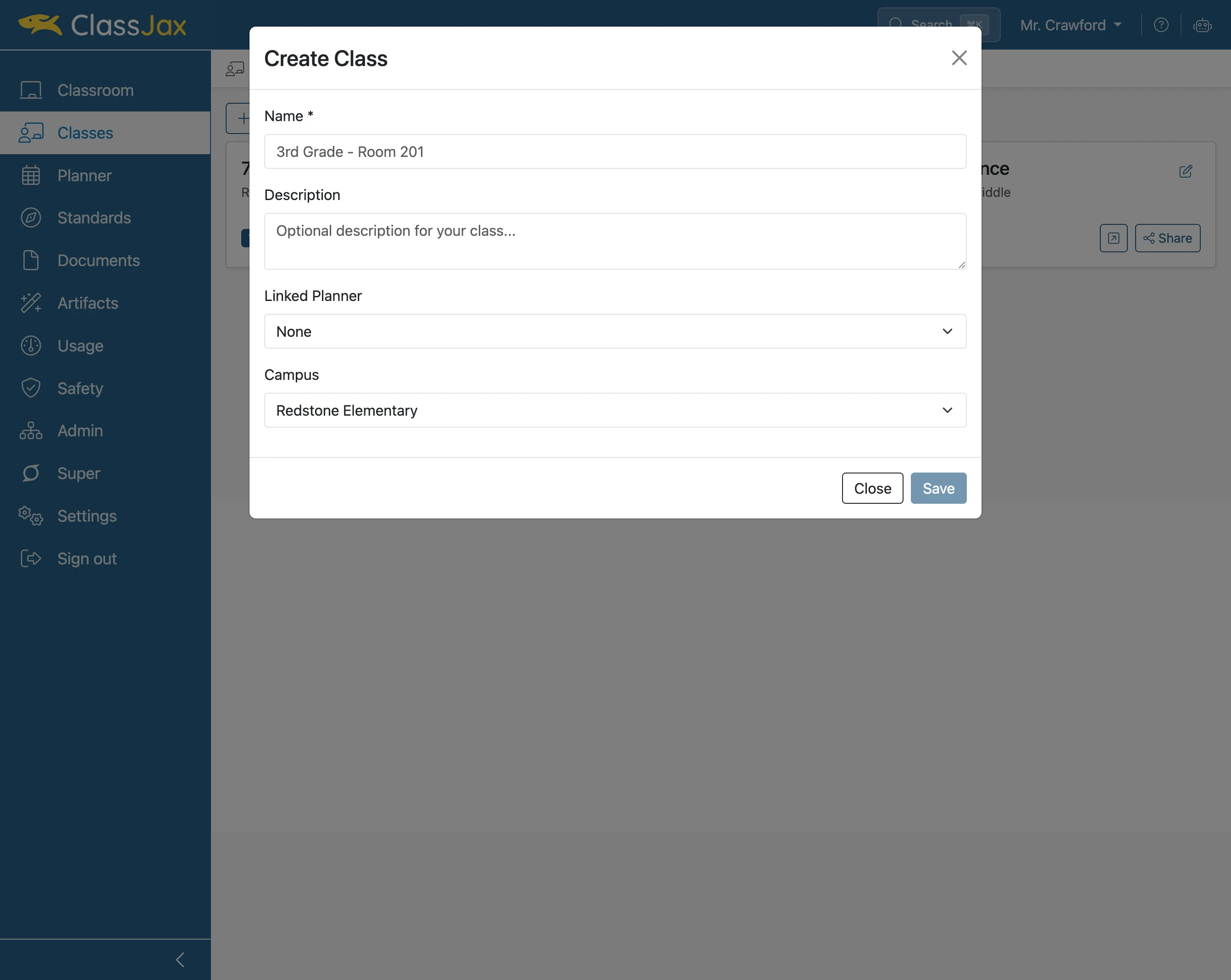 Click in the 'Name' field