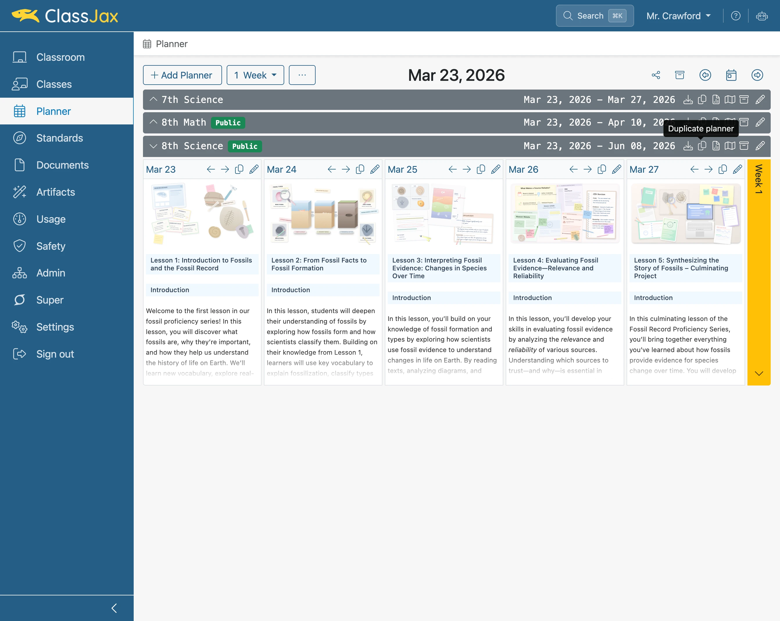 Click the 'Duplicate Planner' icon