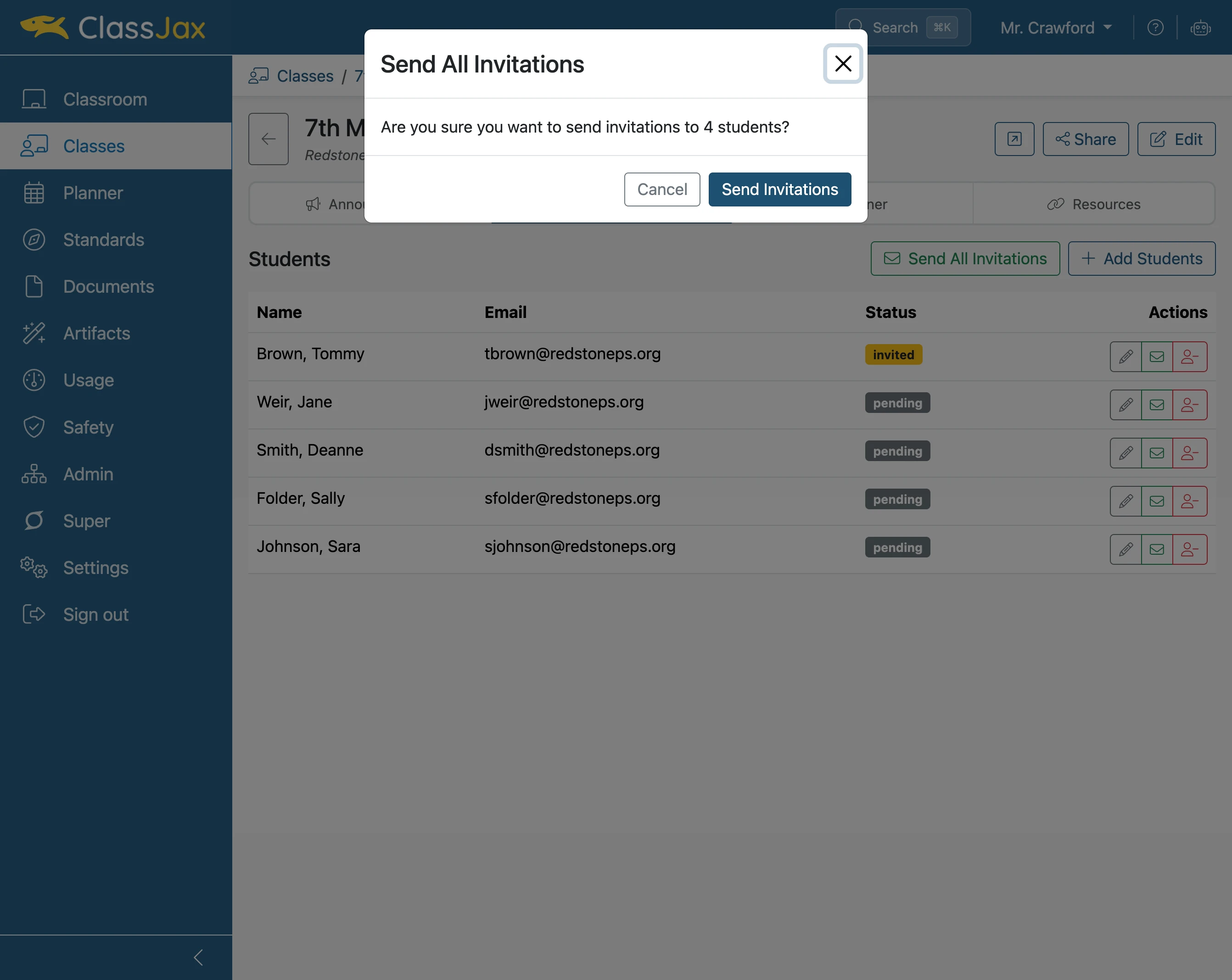 Click 'Send Invitations'
