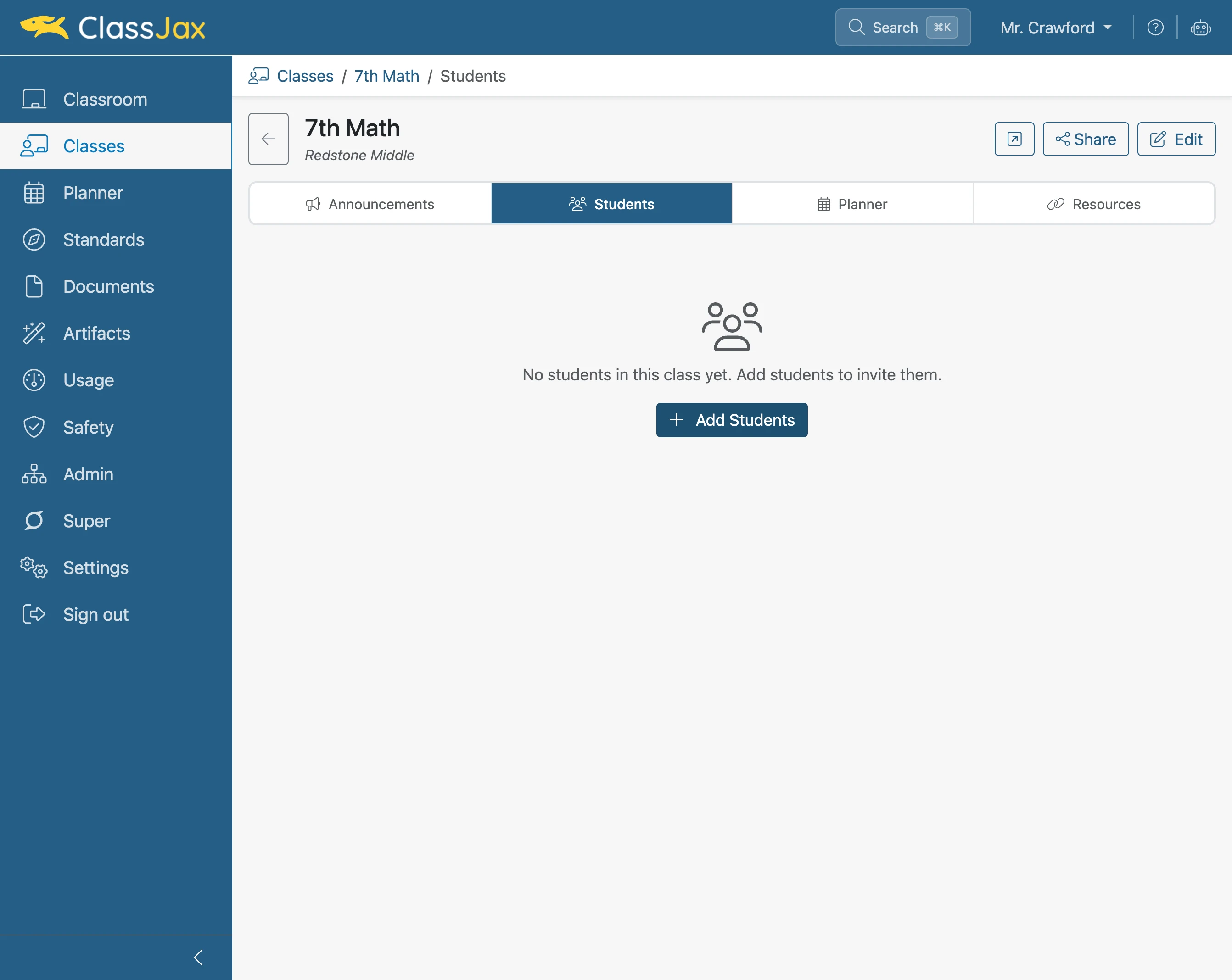 Click 'Add Students'