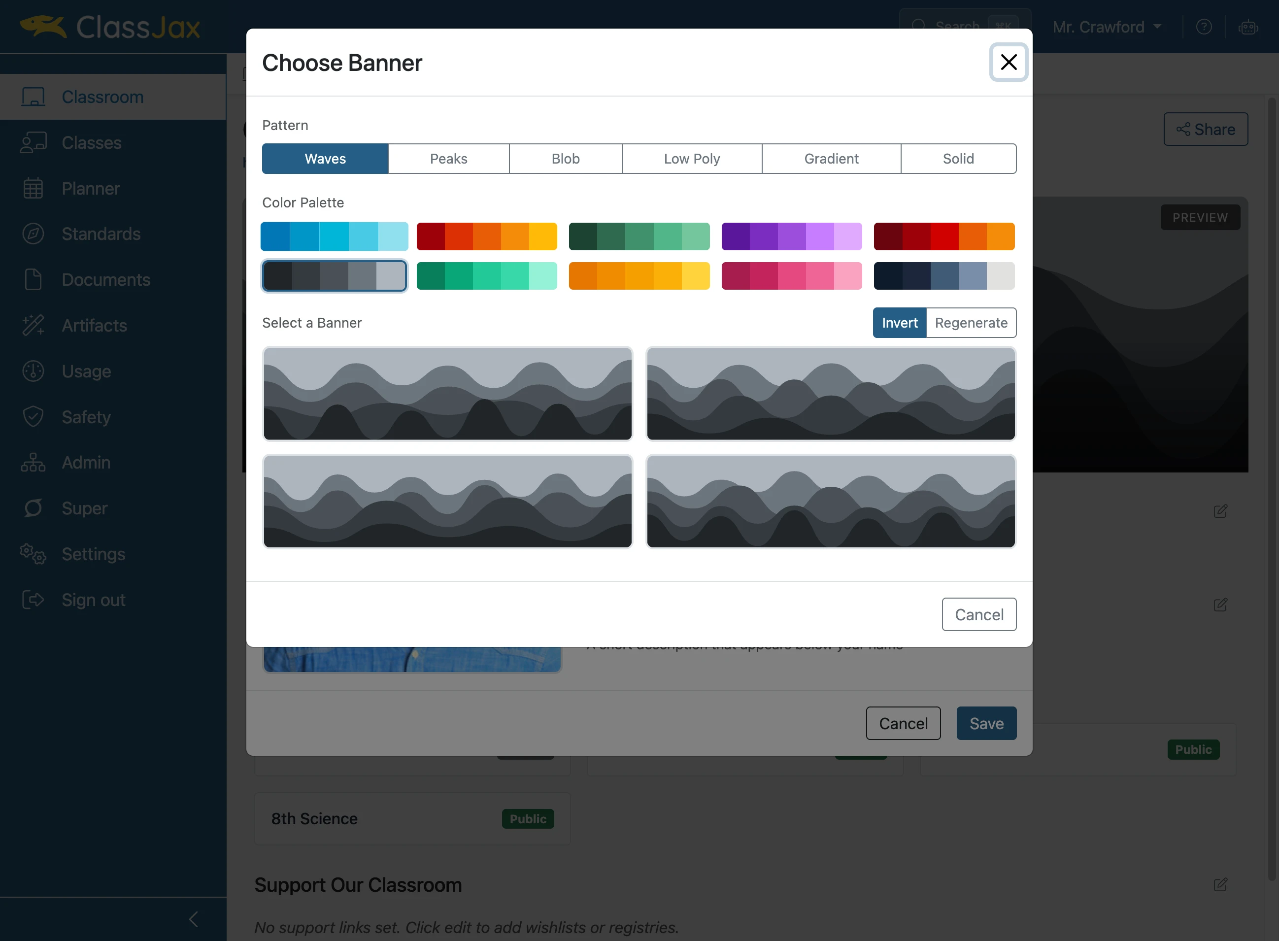 Click your favorite color palette
