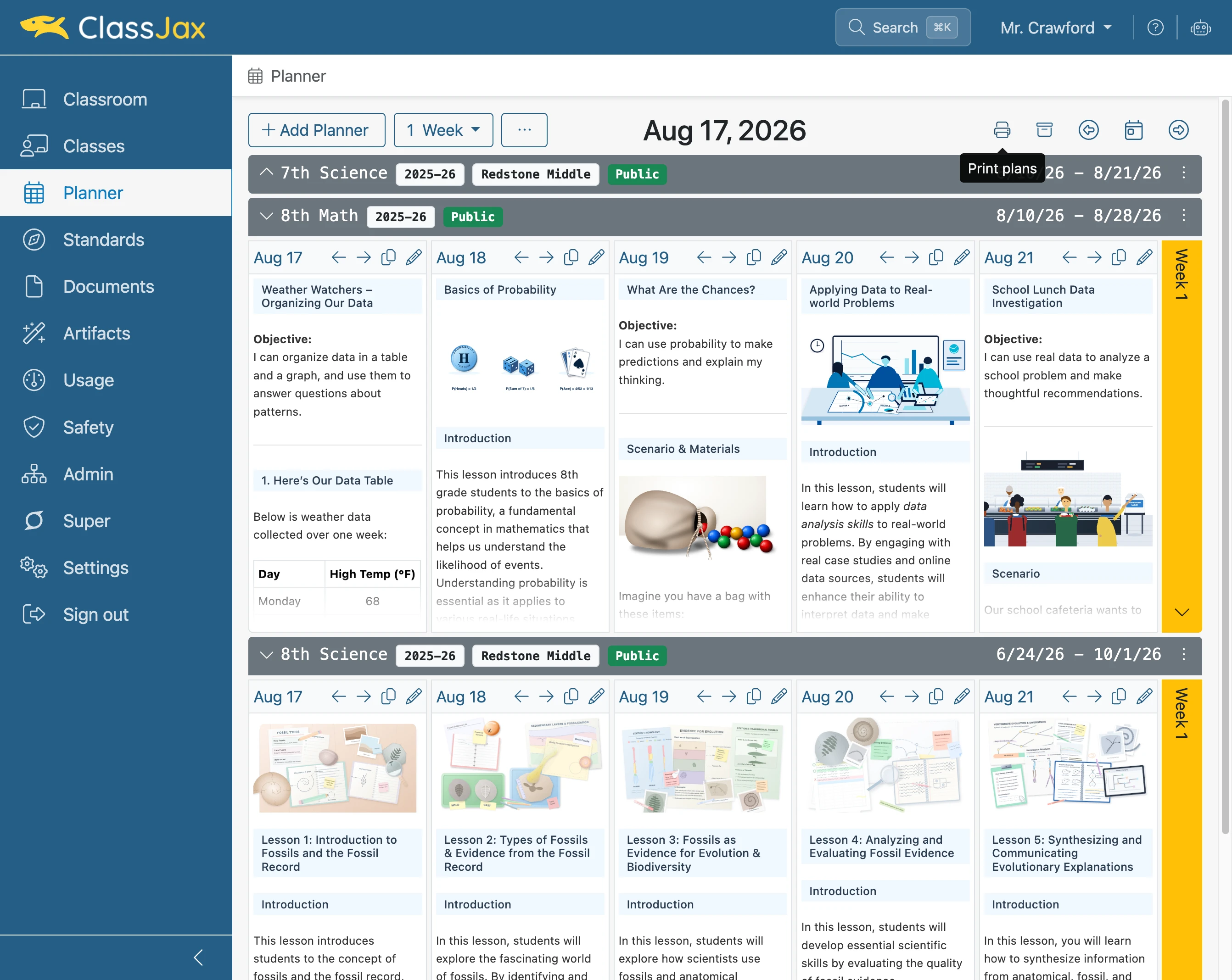 Click 'Print plans'