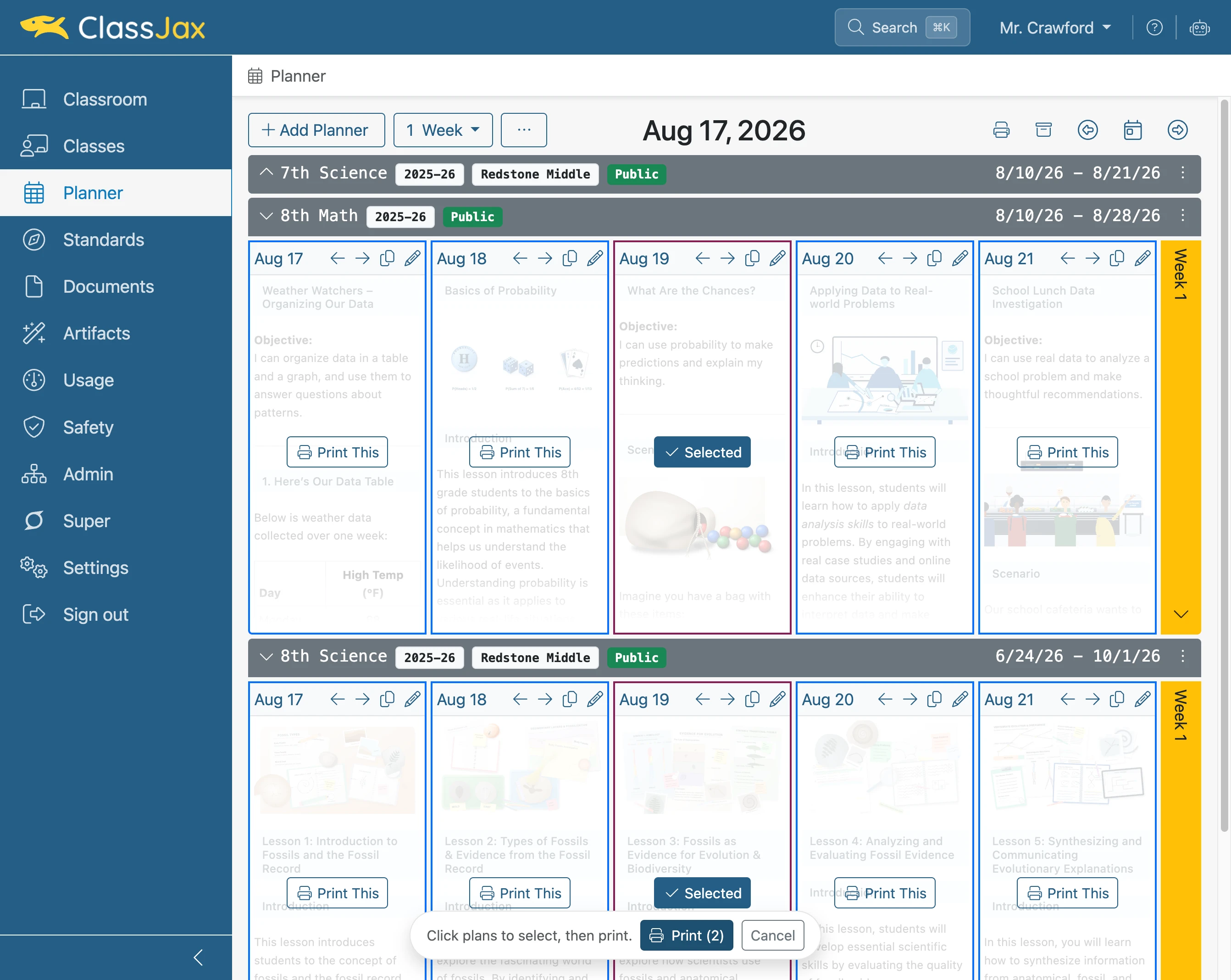 View and Print Lesson Plans.