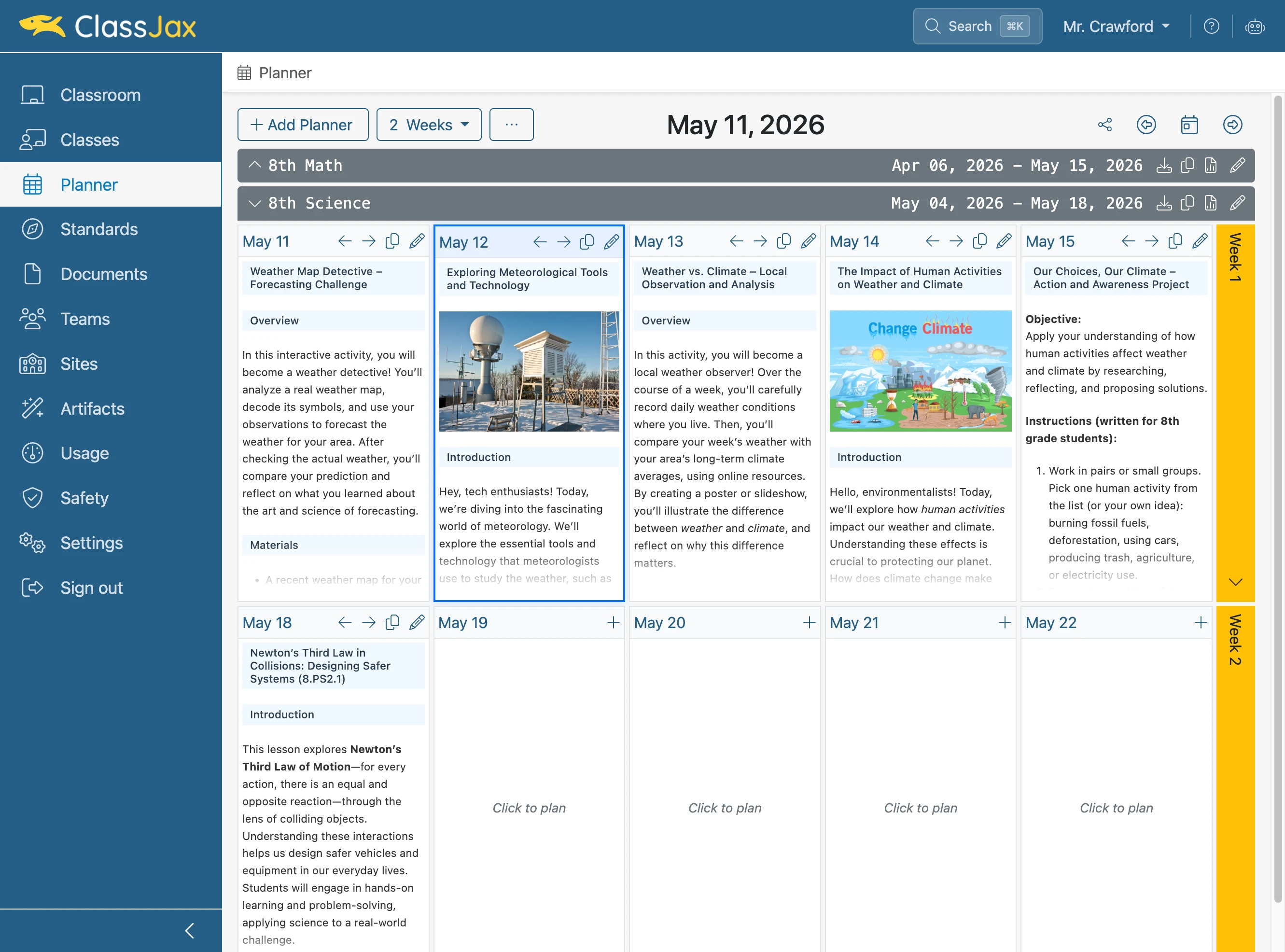 Click the 'Planner' link