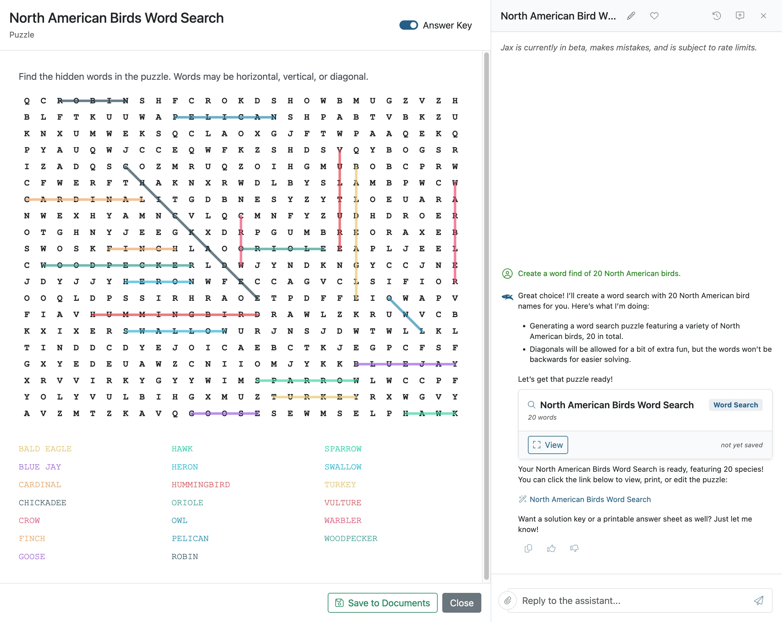 Create a Word Find with Jax