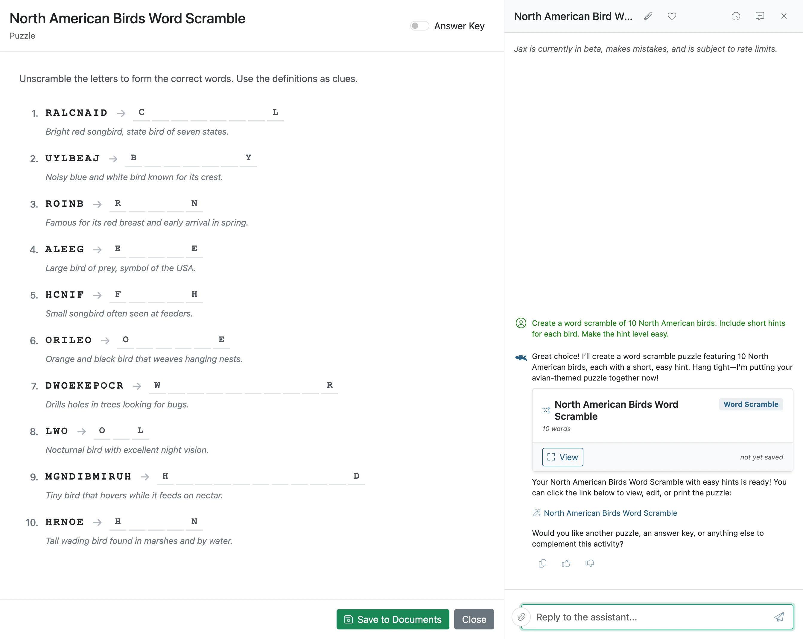 Click 'Save to Documents'