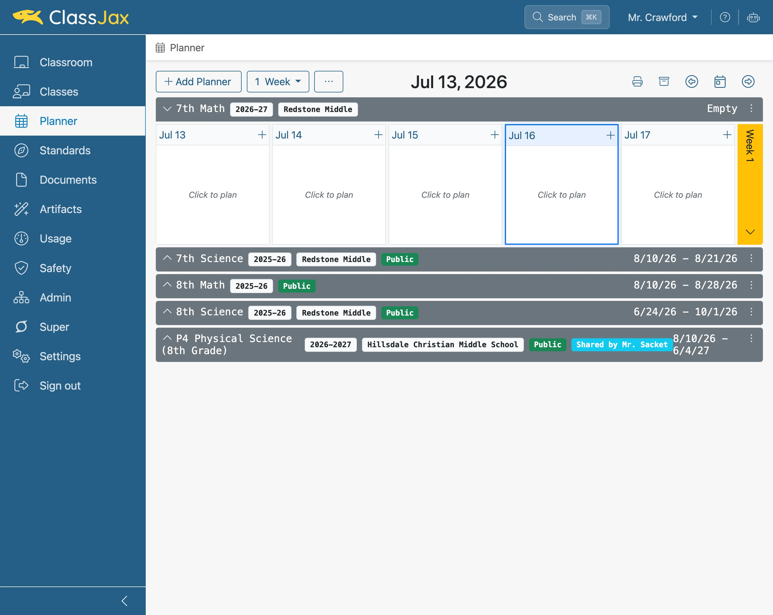 Create a Planner.