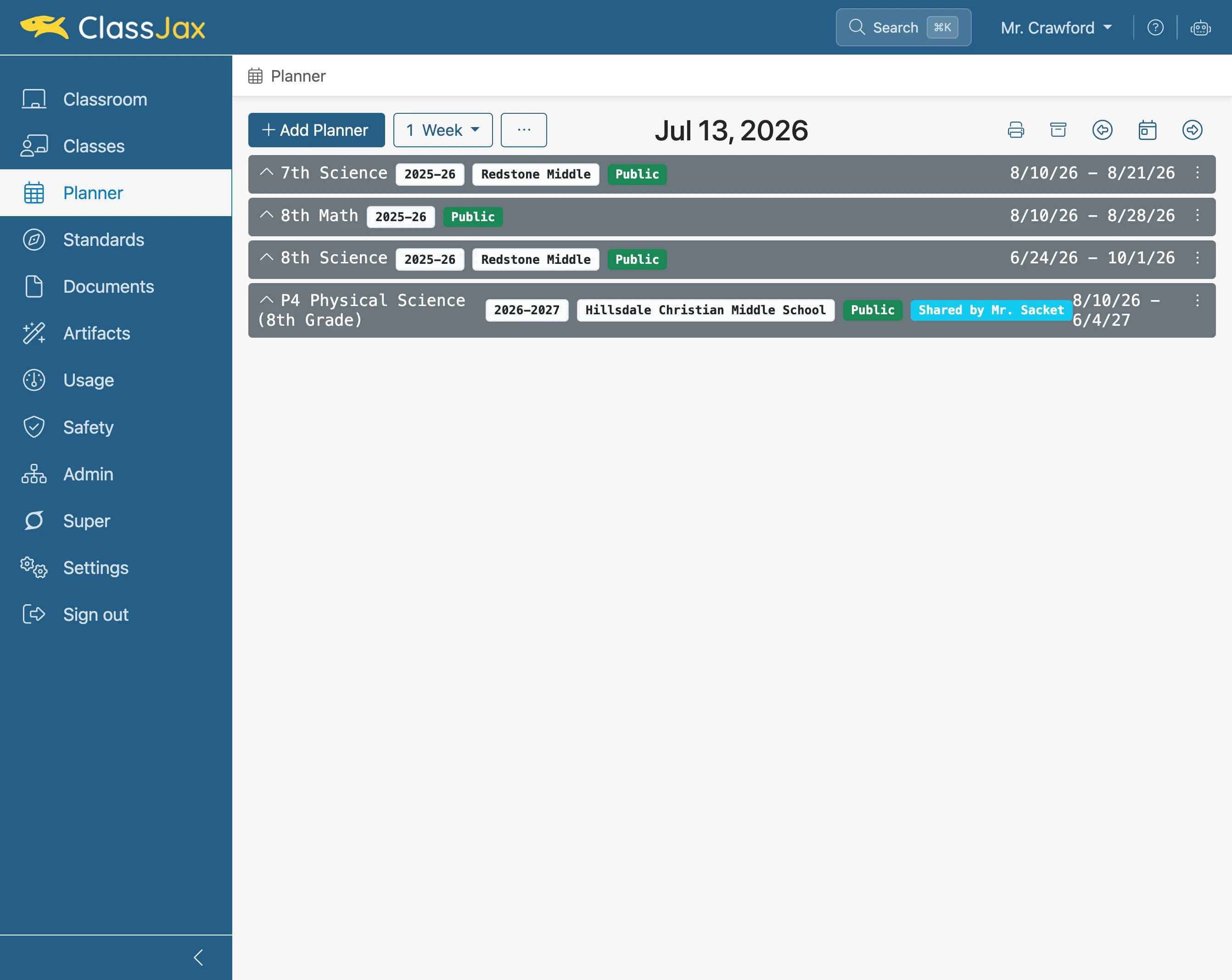 Click 'Add Planner'