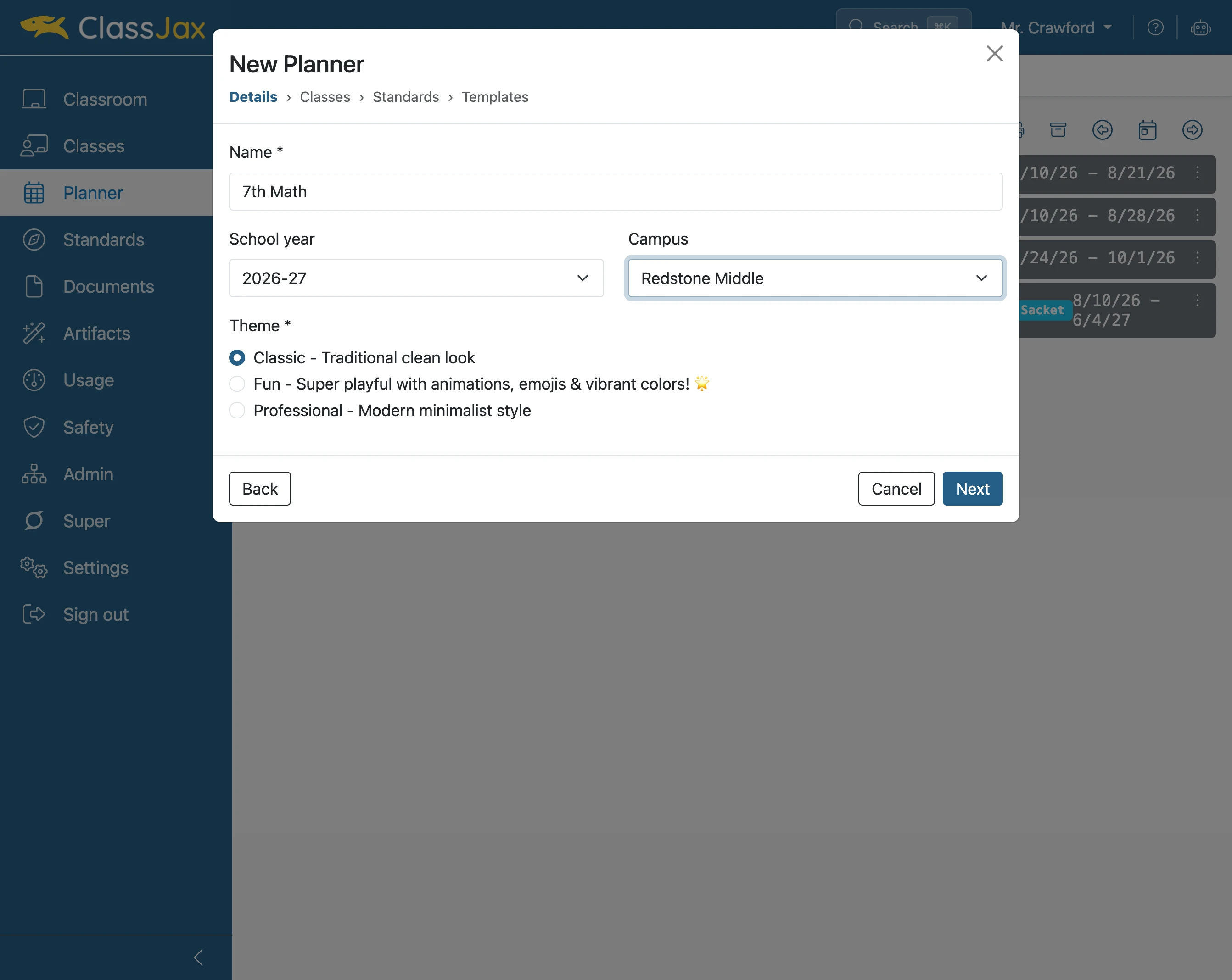 Click desired Theme
