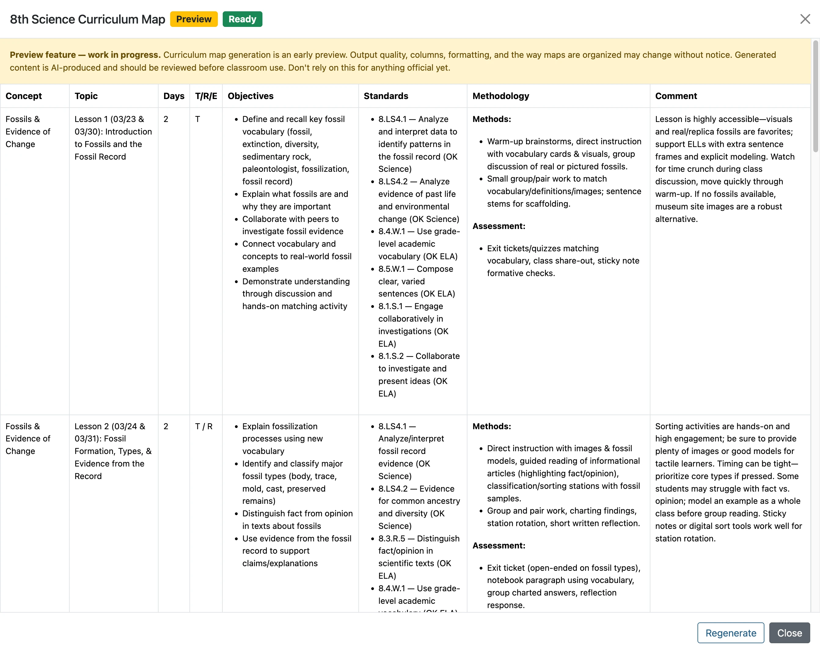 Curriculum Map View